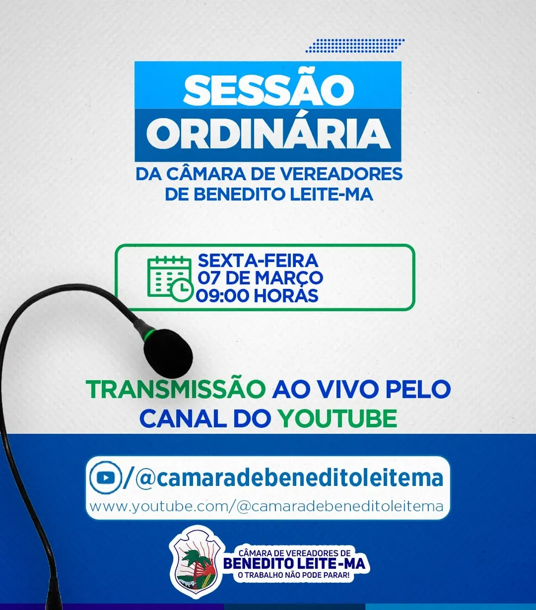 pauta sessao câmara de benedito leite 07 de março de 2025