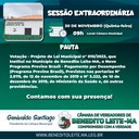 Pauta Sessão Extraordinária do dia 30 de novembro de 2023