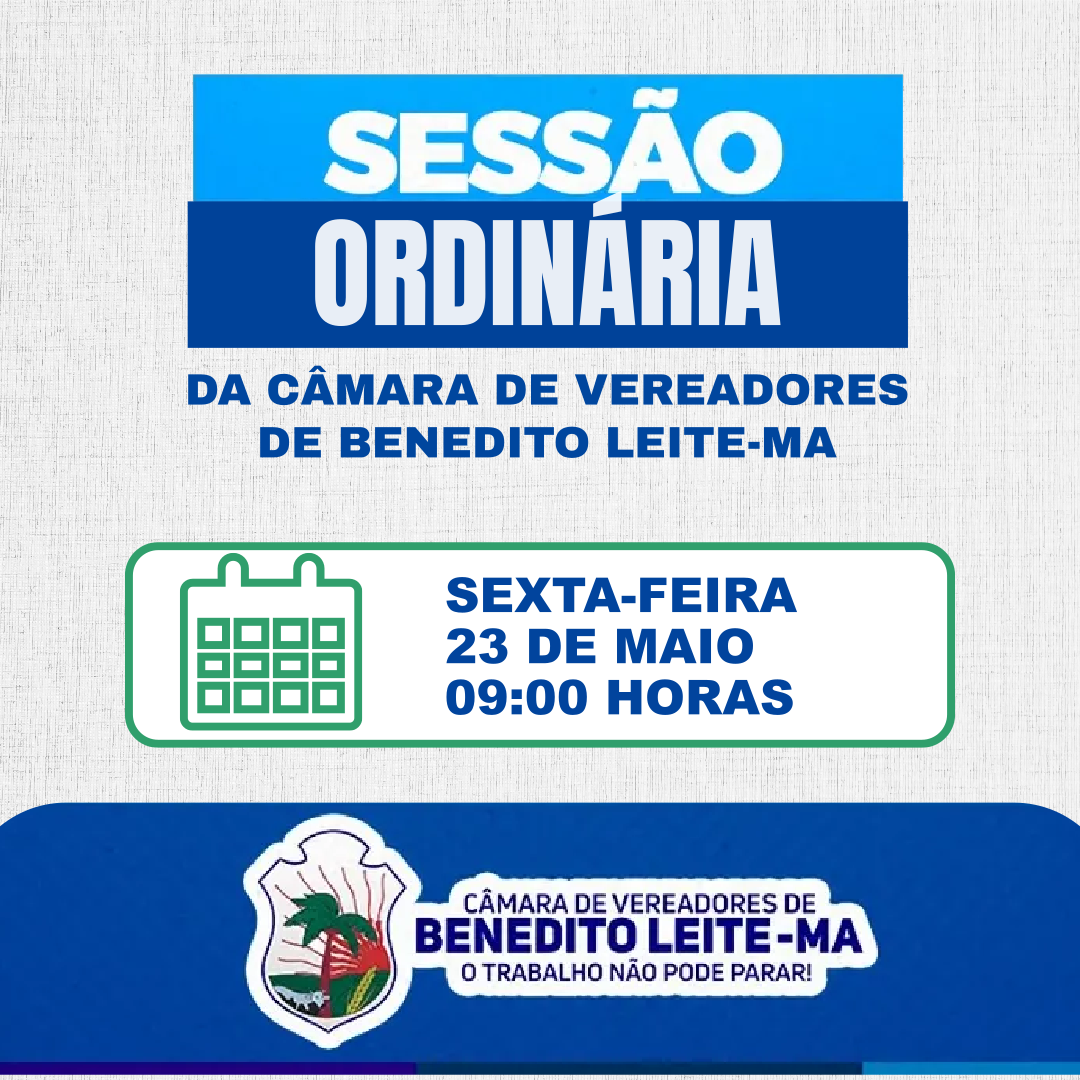 Pauta Sessão Ordinária do dia 23 de maio de 2025